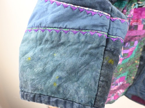 Vintage hand quilted cotton jacket in ink, fuchsia & Jade OSFM - Picture 13 of 13