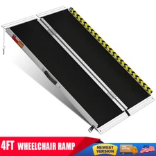 4FT Folding Wheelchair Ramp NonSlip Aluminum Portable Medical Mobility Threshold