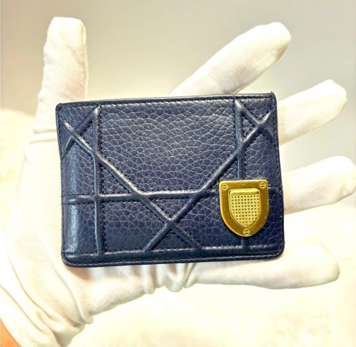❤️ Portefeuille porte carte en cuir bleu Dior (Diorama) A506P63