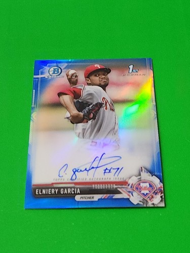 Elniery Garcia 2017 Bowman Chrome Blue Refractor Auto 134/150 Phillies - Picture 2 of 6
