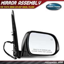 Passenger Power Mirror with Manual Folding Heated for Toyota Sienna 2011-2012