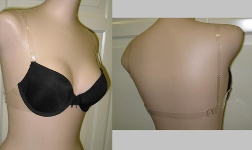 NWT CLEAR BACK INVISIBLE STRAPS CONVERTIBLE STRAPLESS POWER PUSH UP BRA 34A 34B - Picture 2 of 5