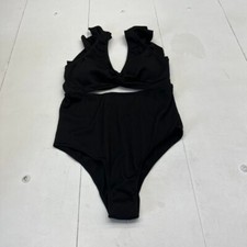 Black Cut Out Ruffle Sleeve One-Piece Swimsuit Women's Size X-Large NEW