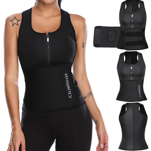 Women Waist Trainer Vest Corset Sauna Sweat Suit Slimming Body Shaper Gym Tops - Picture 19 of 27