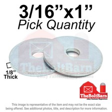 3/16"x1 Fender Washers 1/8" Thick Low Carbon Steel Zinc (Pick Quantity)