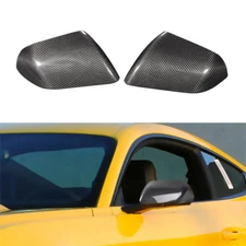  For Ford Mustang 2015-2021 Real Carbon Fiber Mirror Cover Cap without LED light