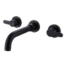 FLG Wall Mounted 2 Handle Bathroom Faucet Matte Black RB1126