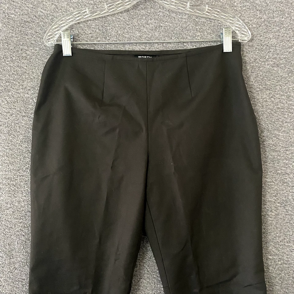 Pantalones de vestir Worth New York para mujer talla 4 marrón ajustados pierna recta algodón cremallera Foto 3 de 4