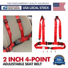 1set Red 2 4 Point Sport Quick Release Safety Seat Belt Harness Racing Car Utv