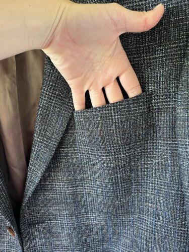 Men’s Jack Victor Woven Blazer 44R Bamboo/ Wool Tweed Blue Grey Single Breasted - Picture 10 of 19