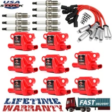 8X Square Ignition Coil  Spark Plug Wires Set For Chevy Silverado 1500 GMC UF413