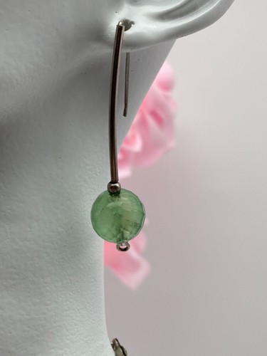 Sterling silver Earring and Necklace Set Aventurine green semi-precious stone - Picture 11 of 15