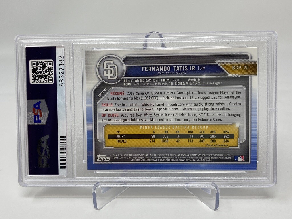 2019 Bowman Chrome #25 Fernando Tatis Jr.  Rookie Card - PSA 10 view 7