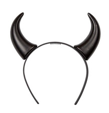 Devil Horns Black Devils Fancy Dress Accessory Adults Halloween On Headband