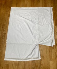 Restoration Hardware Italian Hotel Satin Embroidered FULL Bedskirt White /Tan