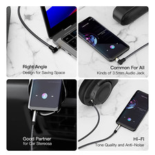 90 Degree 3.5Mm Stereo Audio Cable 1Ft, Short Aux Cord Right Angle Aux 3.5Mm