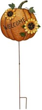 Metal Pumpkin Garden Stakes Decor, Autumn Welcome Sign Decorative Fall Yard Sign