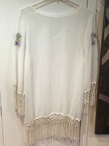 Women's Summer swim cover up dress Fringe White Cruise Vacation plus fits plus2X - Picture 7 of 12