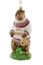 OH HONEY BEAR Glass Brown Bear in Ugly Sweater Christmas Ornament by Cody Foster