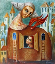 ORIGINAL Painting oil canvas surrealism CONTEMPORARY ART BY Pronkin CARPE DIEM 2