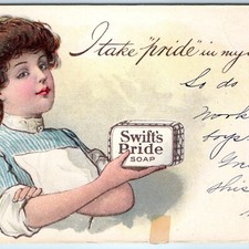 Jabón publicitario UDB Swift's Pride de la década de 1900 mujer barra ama de casa postal A168