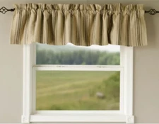 Grain Sack Stripe Oat and Black 72" x 15.5" Lined Cotton Valance by Raghu