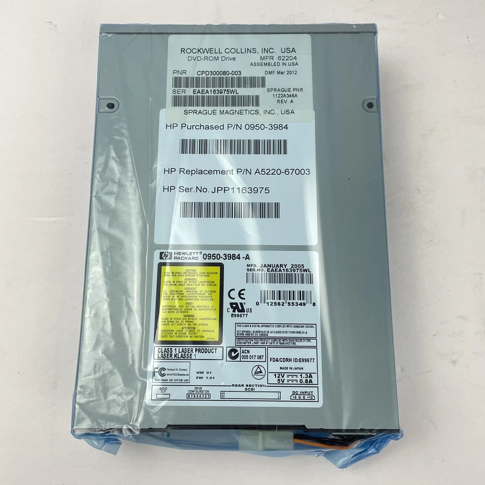 HP A5220-67003 SE SCSI-2 DVD-ROM Drive 0950-3984-A Pioneer DVD-305SKR ~NEW~ - Image 2 of 4