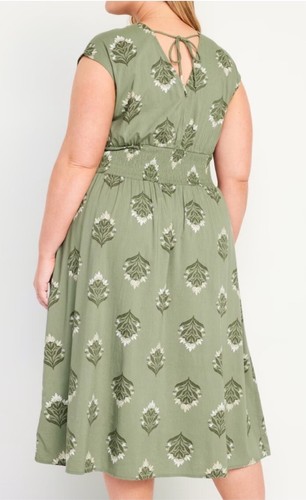 Neu mit Etikett Old Navy Kleid mit geraffter Taille grün Blockdruck Größe XL hat Taschen!  - Bild 2 von 12