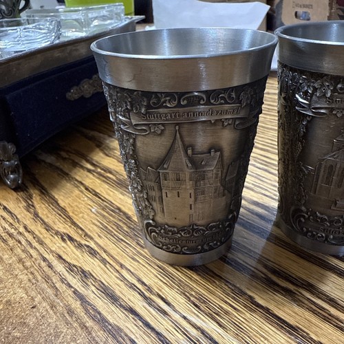 Vintage German Lot Of 4 Pewter 95 Zinn Wertzinn W3 Design Stuttgart 4oz Shot Cup - Bild 3 von 18