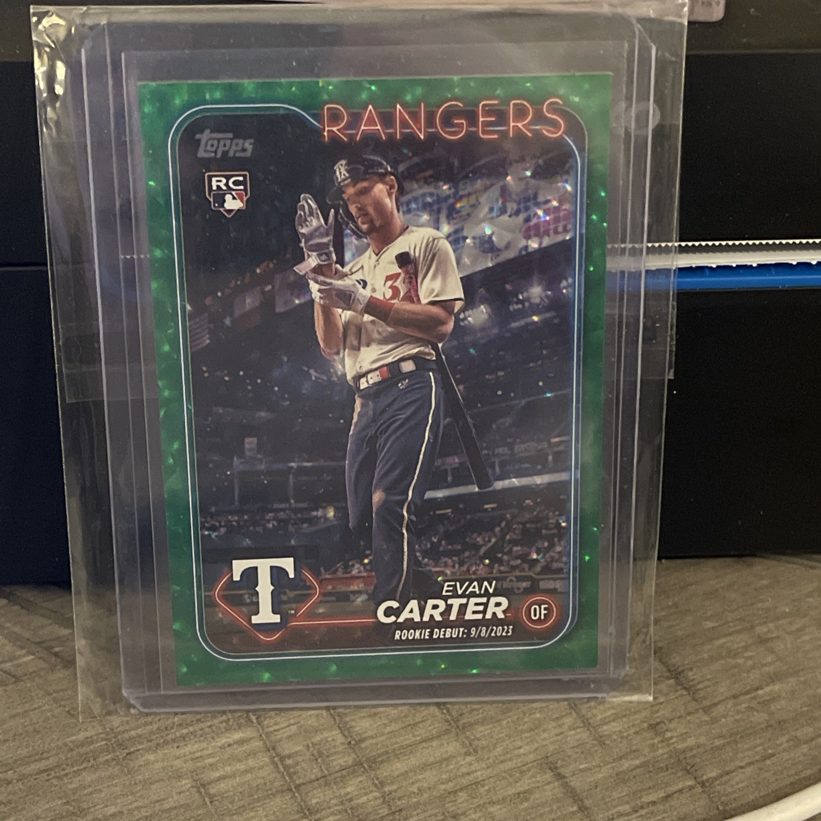 2024 Evan Carter Rookie Card Topps Update Series Green Crackle 239/499 #US58