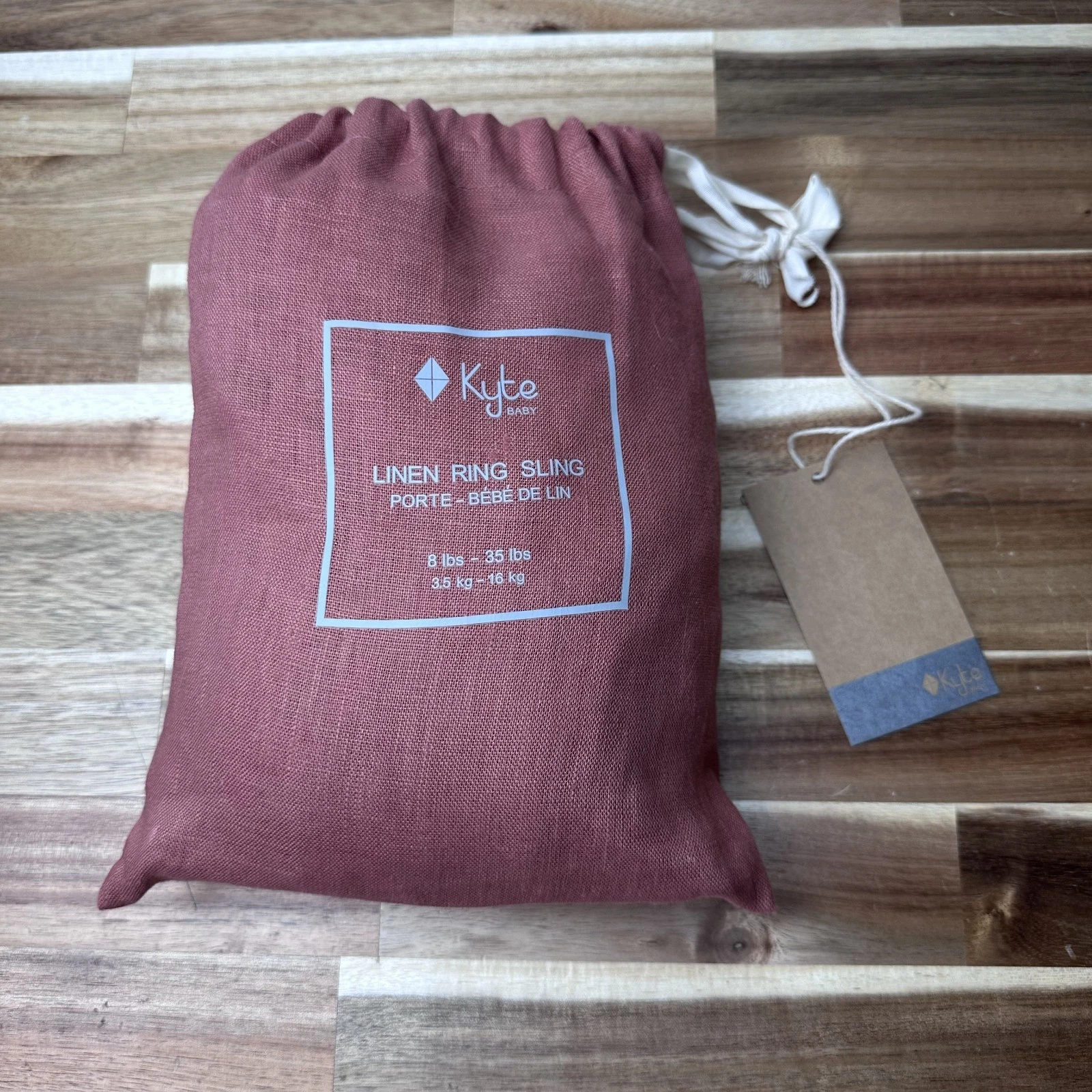 NEW Kyte Baby Linen Ring Sling Carrier Redwood 100% Linen 8 to 35 lbs