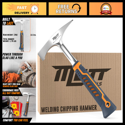 14oz Welding Chipping Hammer - Professional Slag Hammer, Forged Steel Impact Too