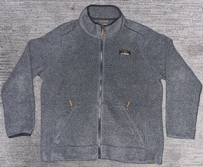 LL Bean Mountain Classic Fleece Jacket Size XL Gray Classic 504674 Zip Pockets