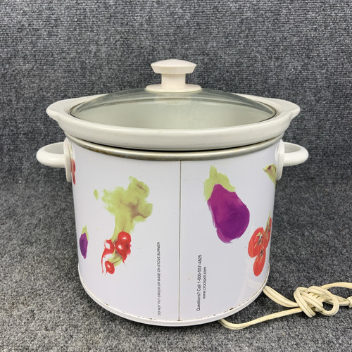 Rival Crock Pot Stoneware Slow Cooker 3040 White w/ Vegetable Design WORKS - Picture 3 of 9