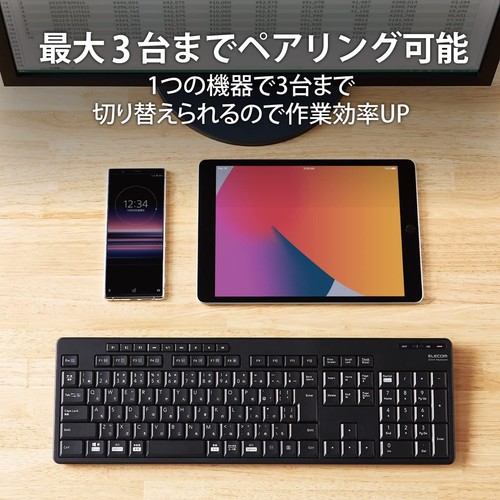 ELECOM Drahtlose Tastatur Bluetooth Stille Ton TK-FFBM03SKBK Stützen Multi-Pa - Bild 7 von 9