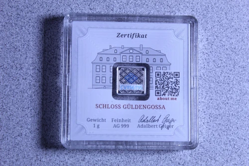 Geiger Edelmetalle Schloss Güldengossa 1 GRAM .999 Fine Silver Square Bar