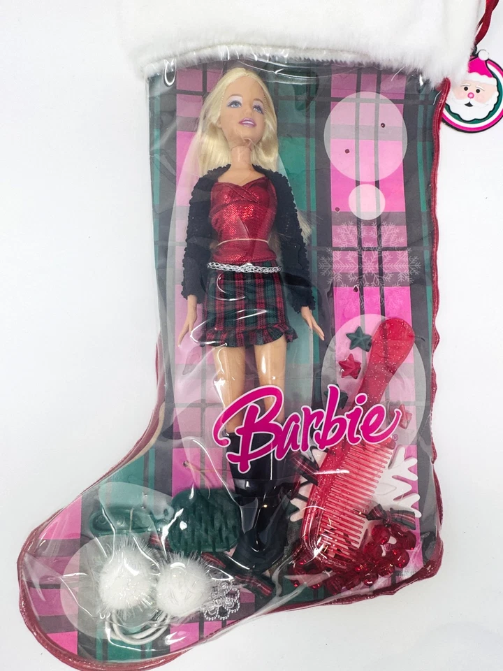 Muñeca Barbie 2007 conjunto de regalo de Navidad medias de vacaciones N2232 nuevo Foto 2 de 4
