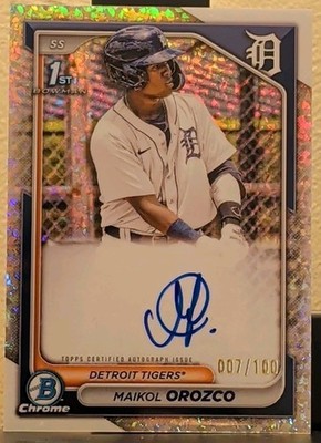 🔥2024 Bowman Chrome Maikol Orozco Auto Mini Diamond Refractor 1st #7/100 