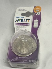 Philips AVENT 6m Natural Baby Bottle Nipple Fast Flow Nipple 2 Pack Clear - NEW