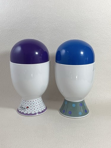 A Pair Of Mid Century Large White Mr & Mrs Egg Cup Shaped Jars/ Containers - Picture 7 of 15