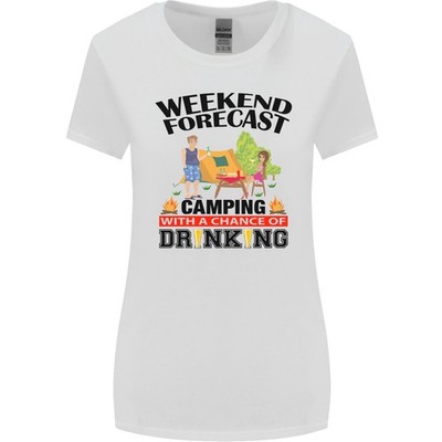 Zelten Wochenende Forecast Lustig Alkohol Bier Damen Breiter Schnitt T-Shirt