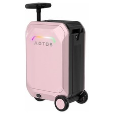 Smart Rideable Suitcase 20 Inch Electric Luggage Scooter 31L Lightweight in Pink