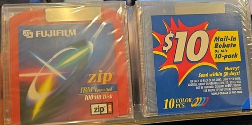 Zip Disk FujiFilm 100MB IBM Formatiert Factory Sealed 10 Pack Iomega Fujifilm