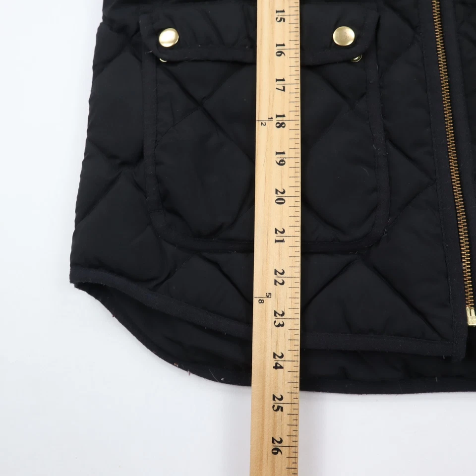 Chaleco acolchado acolchado J.Crew para mujer mediano negro cremallera completa dorado botones a presión Foto 4 de 4