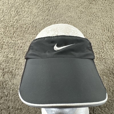 Vintage Nike Visor Hat Adult Black White Strapback Tailwind Swoosh Dri-Fit