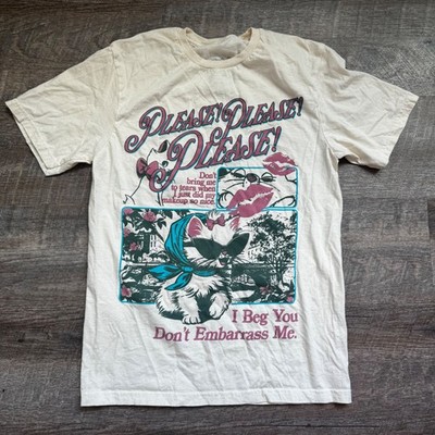 The Lost Bros Please Please Please Marie Cat Graphic T Shirt Small Cream Regular
