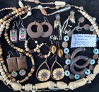 Vtg/now Wooden Costume Jewelry Lot of 12: Necklaces & Earrings — photo 3