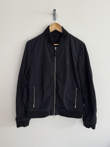 Allsaints “Cutler” Light Weight Shell Summer Bomber Jacket Black Large