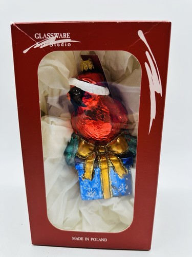 Neu Glaswaren Art Studio Weihnachten Glas Ornament Kardinal Vogel Polen - Bild 8 von 9