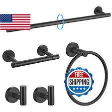 TURS Matte Black 5 Piece Bathroom Hardware Set, SUS304 Stainless Steel Bath Towe
